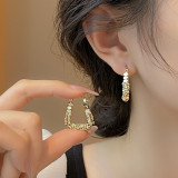 Silver shattered square diamond earrings