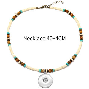 Coconut shell natural turquoise partition small summer beach necklace fit 20MM Snaps button jewelry wholesale