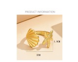 Stainless Steel Vacation Shell Starfish Opening Adjustable Ring