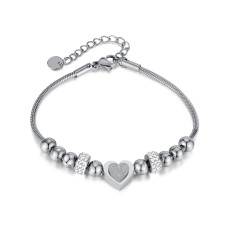 Stainless steel beaded zircon three-dimensional frosted love bracelet
