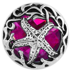 20MM sealife snap silver Antique plated with rose red Rhinestone  snaps jewelry