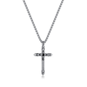 Vintage Cross Stainless Steel Pendant Necklace