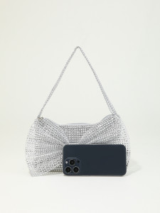 Sparkling rhinestone with diamond bow decoration, portable party and dinner bag