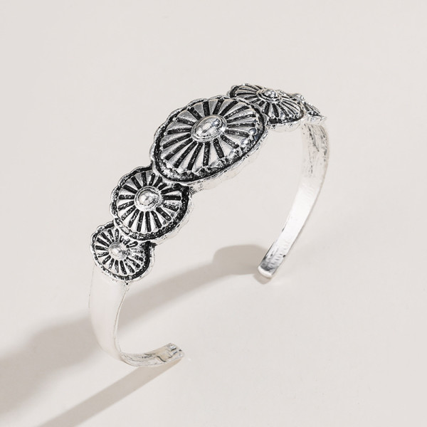 Pattern plated antique silver open alloy bracelet