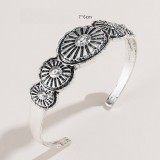 Pattern plated antique silver open alloy bracelet