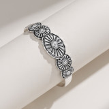 Pattern plated antique silver open alloy bracelet