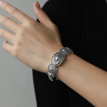 Pattern plated antique silver open alloy bracelet