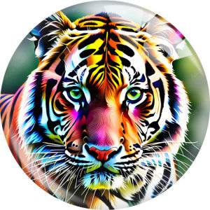 20MM tiger Print glass snap button charms
