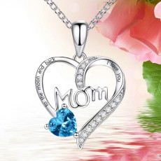 Mom Love Engraved Diamond Necklace Mother's Day Gift