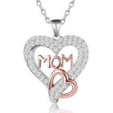 Mother's Day Gift Love Pendant with Zircon Inlaid Letter MOM Necklace