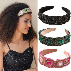 Brilliant geometric square crystal Baroque headband hair accessories