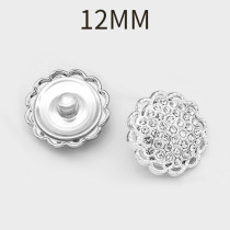 12MM Metal rhinestone flower shape snap button charms