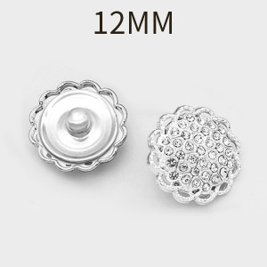 12MM Metal rhinestone flower shape snap button charms