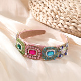 Brilliant geometric square crystal Baroque headband hair accessories