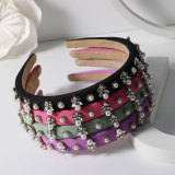 Alloy inlaid pearl flower sponge headband hair accessories
