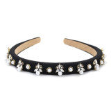 Alloy inlaid pearl flower sponge headband hair accessories