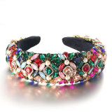 Retro Baroque Crystal Full Set Glass Diamond Pearl Sponge Hair Hoops and Accessories
