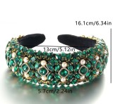 Retro Baroque Crystal Full Set Glass Diamond Pearl Sponge Hair Hoops and Accessories