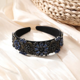 Water Diamond Flower Cross Baroque Wide Edge Headband Hair Ornament