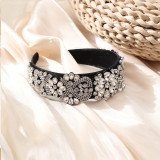 Water Diamond Flower Cross Baroque Wide Edge Headband Hair Ornament