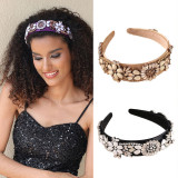 Retro Baroque Palace Style Flower Hair Hoops and Water Diamond Hair Accessories