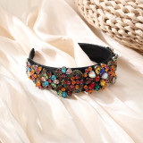 Water Diamond Flower Cross Baroque Wide Edge Headband Hair Ornament