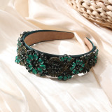 Water Diamond Flower Cross Baroque Wide Edge Headband Hair Ornament