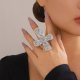 Metal Love Pattern Cross Ring