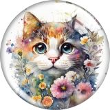 20MM cat Print glass snap button charms