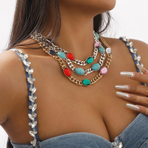 Colored resin turquoise necklace