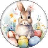 20MM rabbit Print glass snap button charms