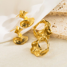 Stainless steel twisted irregular earrings