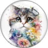 20MM cat Print glass snap button charms