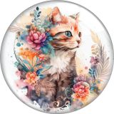 20MM cat Print glass snap button charms