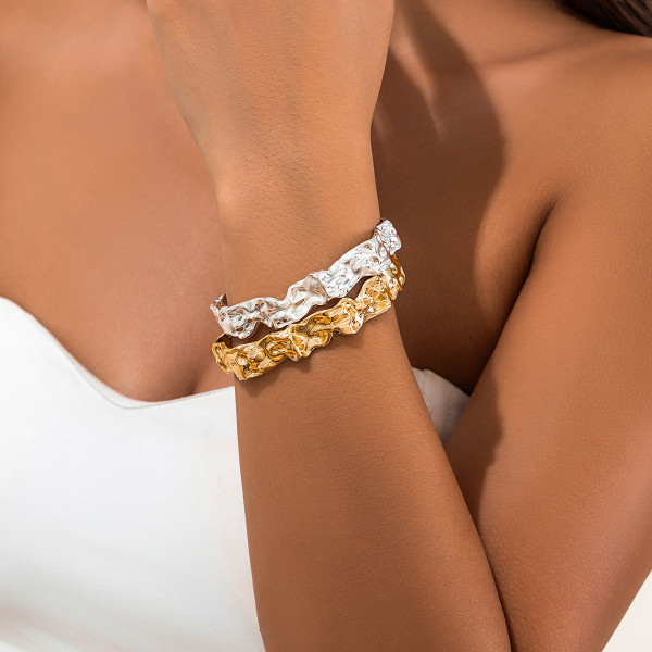 Metal Irregular Folded Open Bracelet
