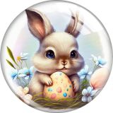 20MM rabbit Print glass snap button charms