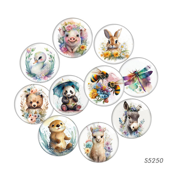 20MM animal Print glass snap button charms