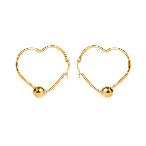 Stainless steel Love Gold Ball Circle Earrings