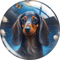 20MM dog Print glass snap button charms