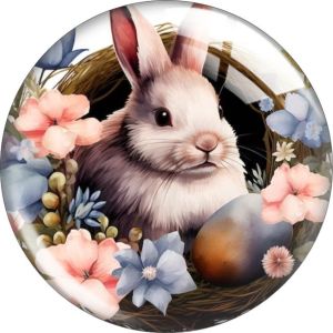 20MM rabbit Print glass snap button charms