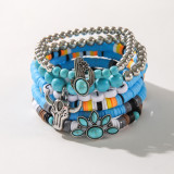 Bullhead Cactus Bracelet Set Bohemian Multi layered Western Women's Jeans Turquoise Elastic Bracelet