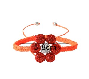 Flower woven full diamond clay ball string beads with adjustable bracelet