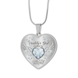 Stainless steel father angel daughter love drop glue necklace