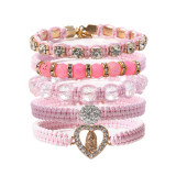 Fashionable hollowed out love for the Virgin Mary of religion handmade woven bracelet set with multiple layered layered diamond inlaid bracelets