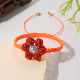 Flower woven full diamond clay ball string beads with adjustable bracelet