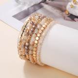 Crystal Beaded Bracelet 6-piece Combination Set Fashion Colorful Elastic Bracelet