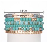 Crystal Beaded Bracelet 6-piece Combination Set Fashion Colorful Elastic Bracelet