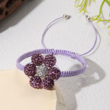 Flower woven full diamond clay ball string beads with adjustable bracelet