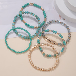 Crystal Beaded Bracelet 6-piece Combination Set Fashion Colorful Elastic Bracelet