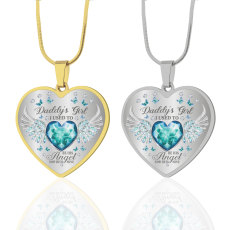 Stainless steel father angel daughter love drop glue necklace
